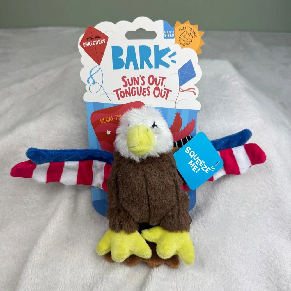 BARK Sun's Out Tongues Out Regal the Eagle Plush Dog Toy Squeaker Crinkle NEW